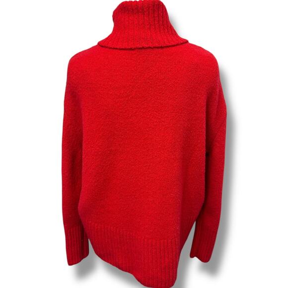 Rachel Zoe Women’s Merino Wool Blend Oversized Turtleneck Pullover Sweater Red M - Picture 7 of 12